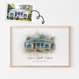 Personalized Watercolor Home Portrait Poster, Custom House Painting, Perfect Housewarming gift, Realtor Gift, First Home, Custom House Decor