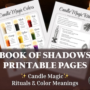 Book of Shadows Printable Pages – Candle Magic Rituals & Color Meanings – Witchcraft Grimoire PDF – Instant Download