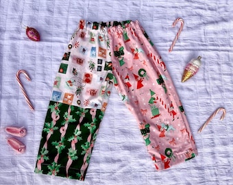 100% Cotton Patchwork Christmas Toddler Pants l Fully Lined Grow With Me Holiday Pants for Kids l The Sprouting Stitch
