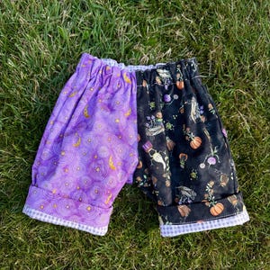100% Cotton Halloween Pants | Grow With Me Reversible Baby and Toddler Pants | Witchy Pumpkin Baby Outfit | Handmade Pants