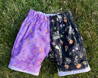 100% Cotton Patchwork Halloween Baby Pants l Fully Lined Grow With Me Holiday Pants for Babies l The Sprouting Stitch