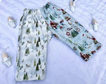 100% Cotton Patchwork Christmas Baby and Toddler Pants l Fully Lined Grow With Me Holiday Pants for Babies and Kids l The Sprouting Stitch