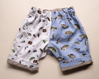 Fishing Baby Pants, 100% Cotton Lined Grow With Me Fit (0-3 Months)