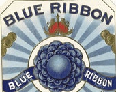Blue Ribbon Vintage Embossed Outer Cigar Label, 1920 39 s
