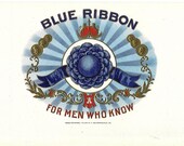 For Men Who Know Blue Ribbon Vintage Cigar Label, 1920s