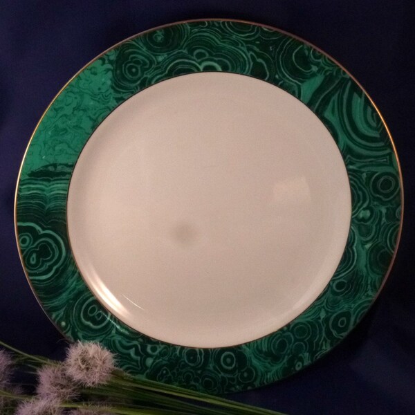 Vintage Gabbay Malachiet gouden Trim Vintage salade Plate, jaren 1980