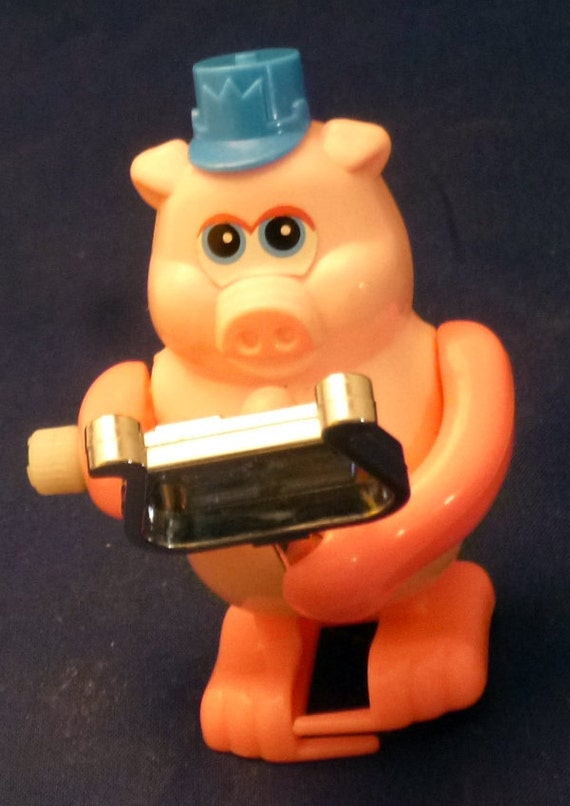 Vintage Tomy Wind Up Toy Pig Playing Xylophone Etsy
