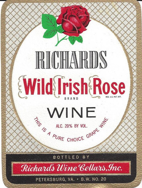 Richard's Wild Irish Rose Wine Vintage Label 1940s Etsy
