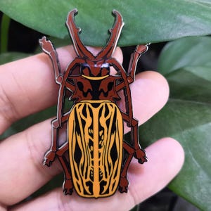 Macrodontia cervicornis giant Sabertooth Longhorn beetle Insect Enamel Collection Badge Pin Celestial Beetle Bug Natural Entomology