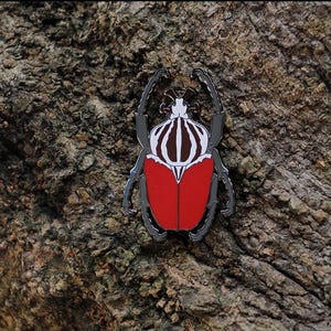 Red Goliathus goliatus Goliath Beetle Insect Enamel Collection Badge Pin Celestial Beetle Bug Natural Entomology