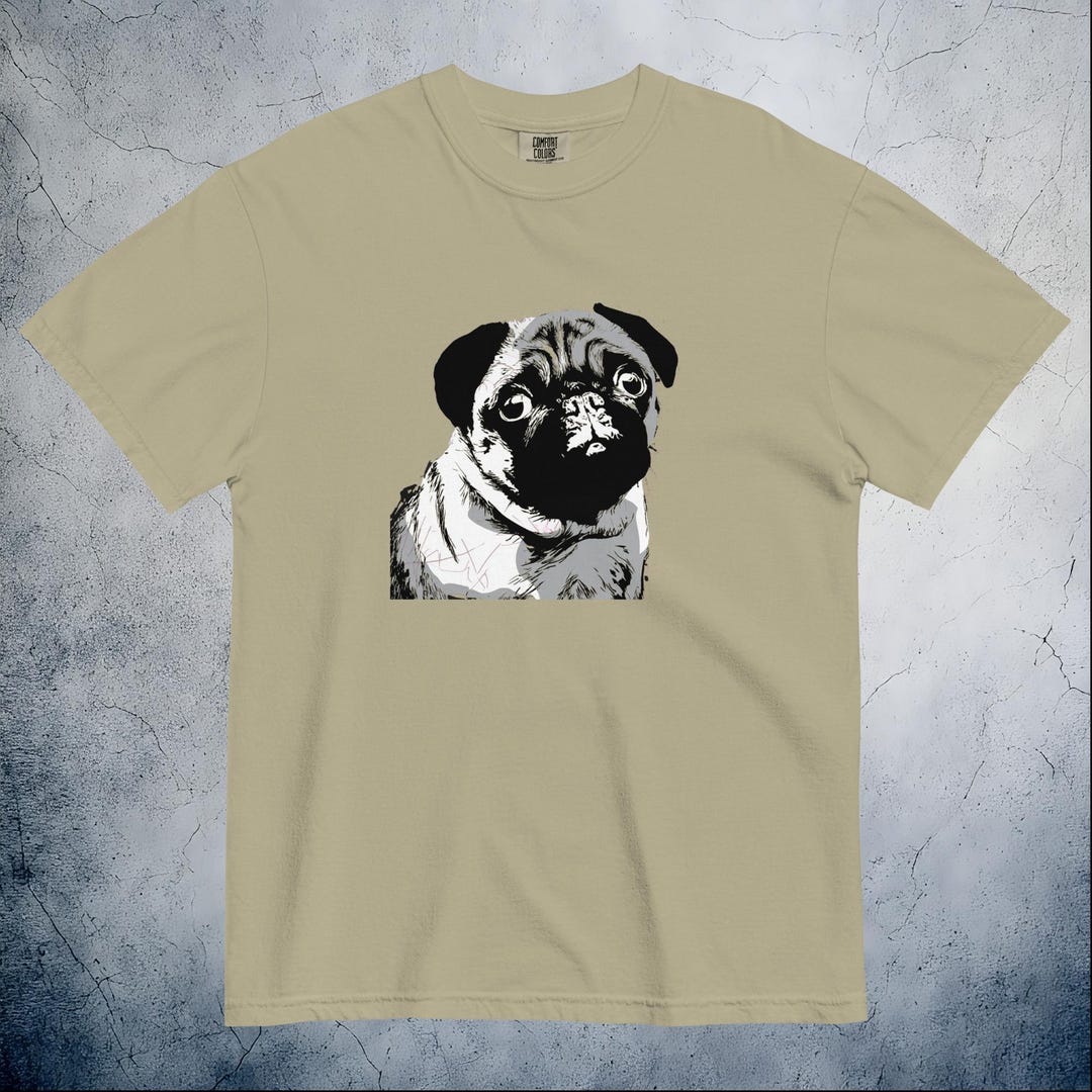 Pug Portrait T-shirt | Funny Dog Lover Gift - Etsy