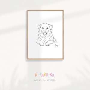 Australian Shepherd Custom Line Art Portrait, Dog One Line Minimalist Printable Personalized with Name, Pet Hand-draw Keepsake Print Gift