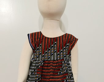 Girl's 2T ankara sun dress Red, Black, White and Blue Kitenge African print cotton