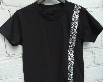 Kid's 6T T-shirt unisex black with black white cotton band