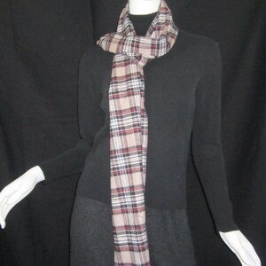 Flannel scarf in plaid black, red and light brown image 3