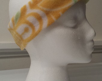 Fleece ear warmer in yellow floral print (children's size S)