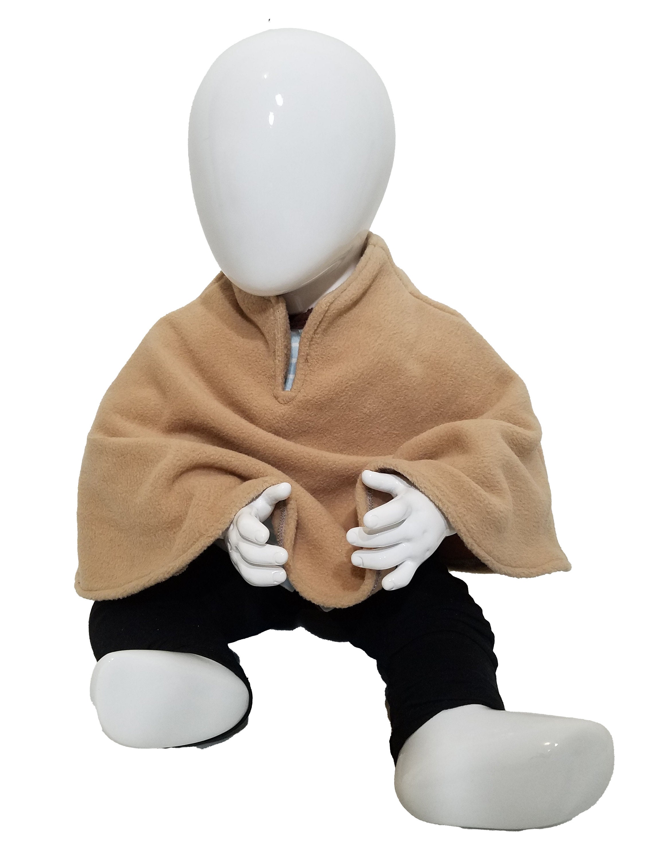 Cozy baby poncho- camel plush fleece (size: 12-24 months)