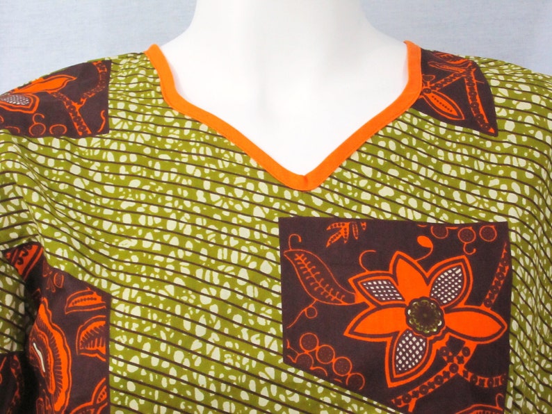 Burnt Orange and Olive Green African Print Dress size L US - Etsy