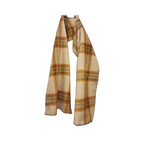 Scarf- child; plaid on camel background plush anti-pill fleece (size: up to 10 year old)
