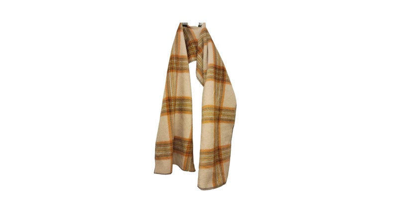 Scarf child plaid on camel background plush anti-pill fleece size: up to 10 year old image 1