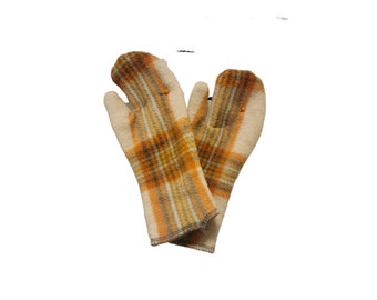 Children's** Mittens plaid on camel background