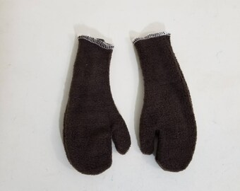 Fleece chocolate brown childrens mittens