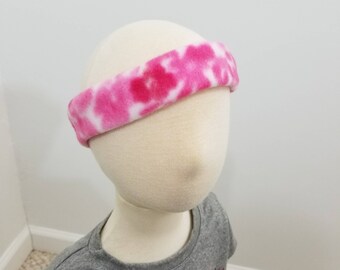 Fleece pink floral childrens ear warmer