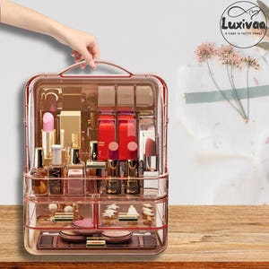 Transparent Vanity - Makeup Organizer – Dustproof Drawer Box - Beauty Storage