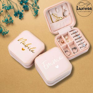 Personalized Bridesmaid Jewelry Box | Leather Jewelry Case