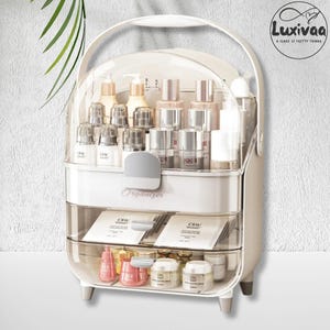 Luxury Vanity Organizer | Cosmetics Storage Box | Dust-Proof Makeup Box
