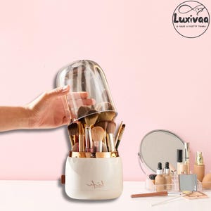 Elegant 360 Rotating Makeup Organizer – Brush, Jewelry & Cosmetic Storage Box