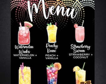 Editable Italian Soda Bar Menu | Watercolor Drink Graphics (Digital Download)