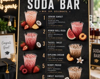 Graduation Dirty Soda Bar Menu Sign 2026, Printable Party Decor (Instant Download)