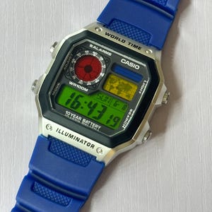 BSOT Custom Casio AE-1200 “Traffic Light Edition” 1/25 Mod Casio Royale Digital Watch with Red Yellow Green Dial – Retro Watch Gift for Him