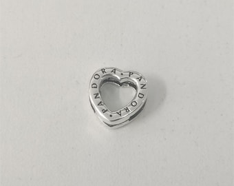 Pandora Reflexions 925 Logo Heart Clip Charm Pendant