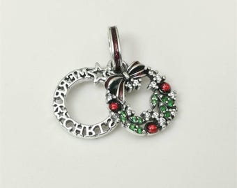 Pandora Holiday Wreath Double Dangle Charm