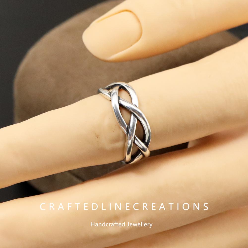 Vintage Thai Silver Ring - Stylish Hollow Out Braided Rope S925 Sterling  Silver Ring for Women - Etsy Israel