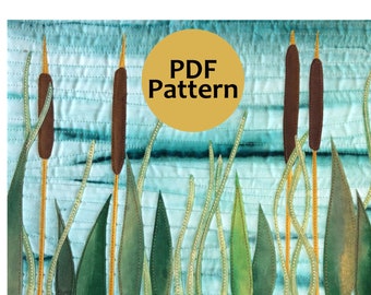 Art Quilt stoffen PDF-patroon - Bull Rushes