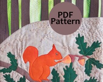 Squirrel Landscape Applique Quilt Pattern