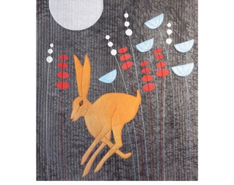 Midnight Hare Applique Art Quilt Paper Pattern