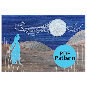 Moon Gazing Hare Landscape Applique Quilt Pattern