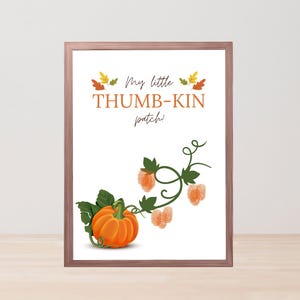 Thumb-kin Patch Handprint Craft Printable, Pumpkin Handprint Art, Preschool & Kindergarten Fall Craft, Kids Thanksgiving Keepsake Activity