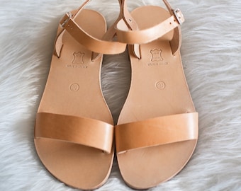Genuine Leather Barefoot Sandals, Comfortable Flat Sandals
