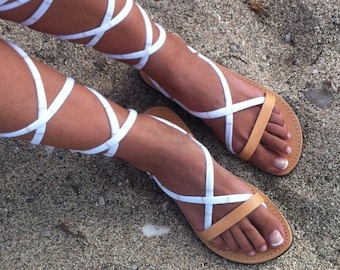 Handgefertigte Ledersandalen: Anpassbare griechische Gladiator Sandale