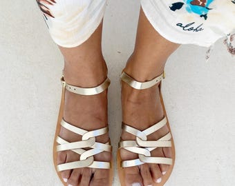 Barfuß Sandalen Frauen - Braut Ledersandalen - Minimalistische Hochzeitsschuhe - Zero Drop Gold Sandalen - FlexibleVibram Sohle - Griechische Sandalen