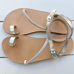 Barefoot Greek Leather Bridal Sandals – Handmade Wedding Flats
