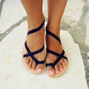 leather sandals women, Black leather sandals, Greek sandals, Barefoot Sandals, Womens sandals, Ankle strap sandals, leather sandals, Flat