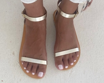 Women's leather Sandals, Barefoot Sandals, Gold Sandals, Dressy Sandals, Wedding Sandals, Leather sandals, Greek sandals, Flat sandals