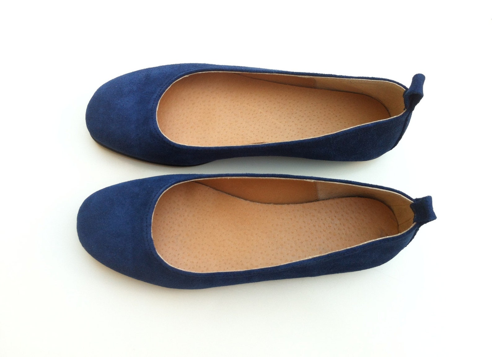 leather flat shoes for women - womens ballet shoes - blue leather shoes - leather pumps