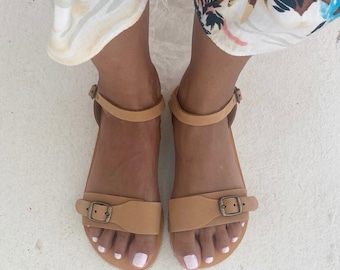 Barefoot sandalen met verstelbare bandjes, leren sandalen, platte sandalen, dames Barefoot sandalen, sandalen, Griekse sandalen, flexibele sandalen